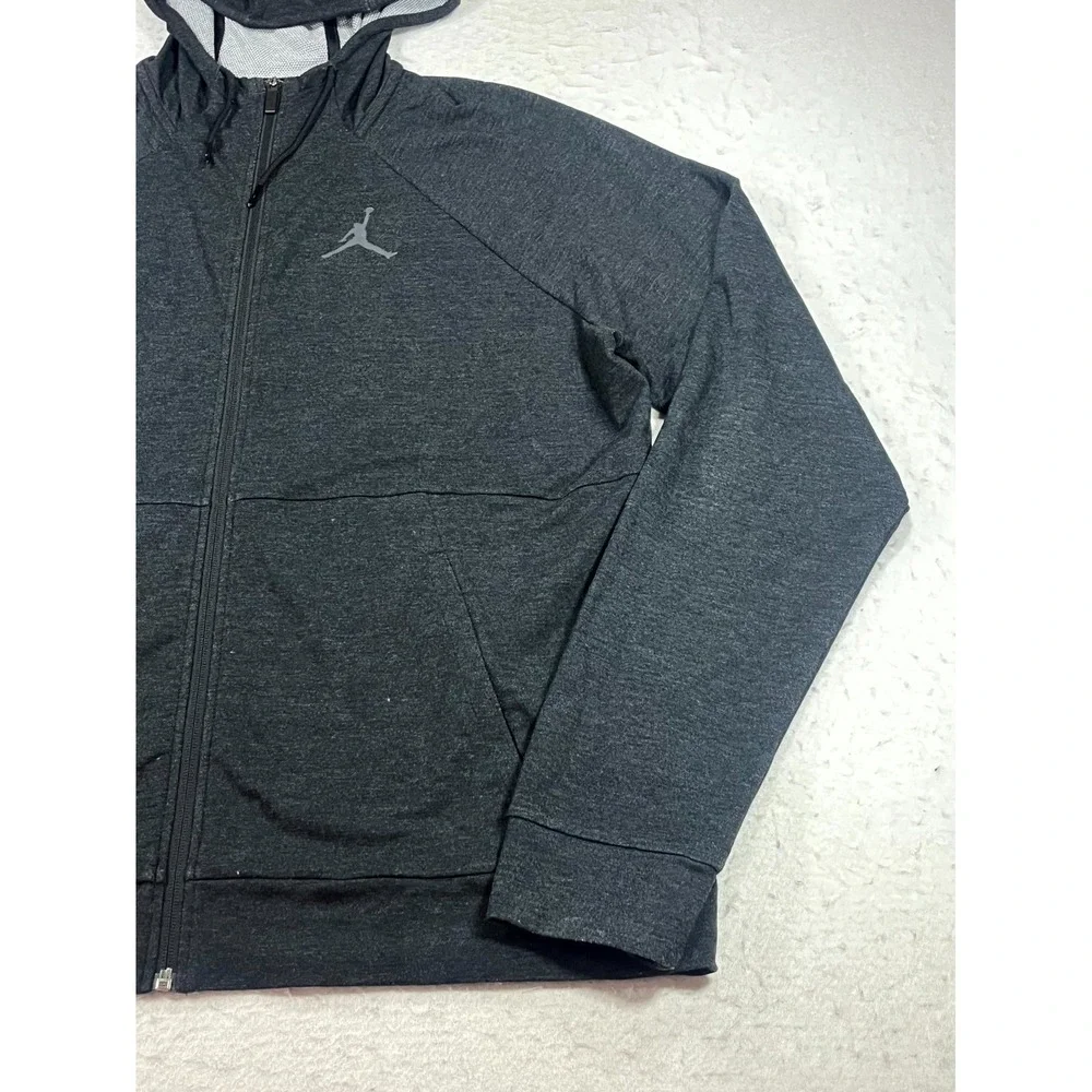 Jordan Dri Fit Hoodie Mens XL Charcoal Gray Full Zip Jumpman Logo Raglan Sleeve